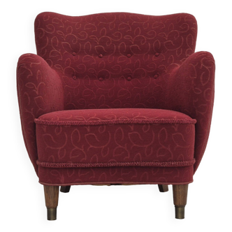 Années 1960, fauteuil relax danois, état d'origine, coton/laine rouge.