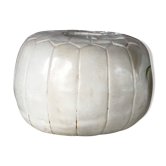 Pouf vintage en cuir blanc