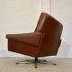 Vintage danish retro mid-century svend skipper brown leather chair & stool 60s