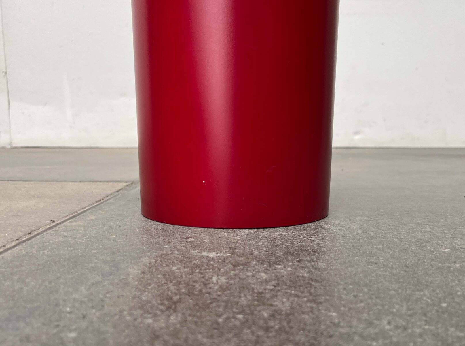 Red German umbrella stand in mid-century modern space style, 1960s.