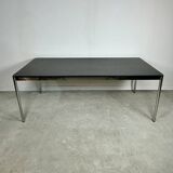 USM Haller T59 table in black laminate and chrome steel