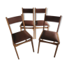 Set of 4 chairs in brown skai from the 50s