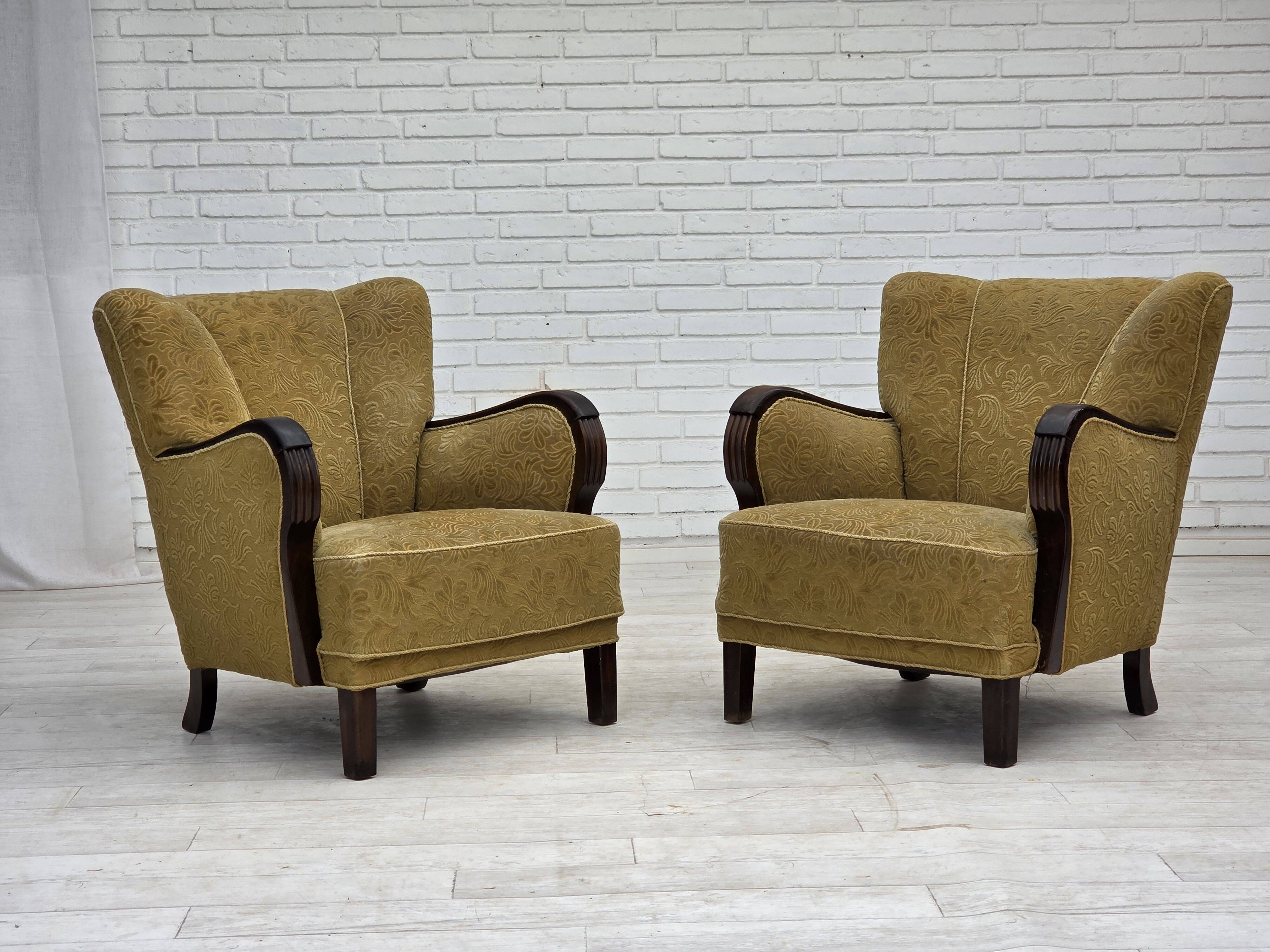 1960s, Danish design, armchair, original condition, furniture fabric.