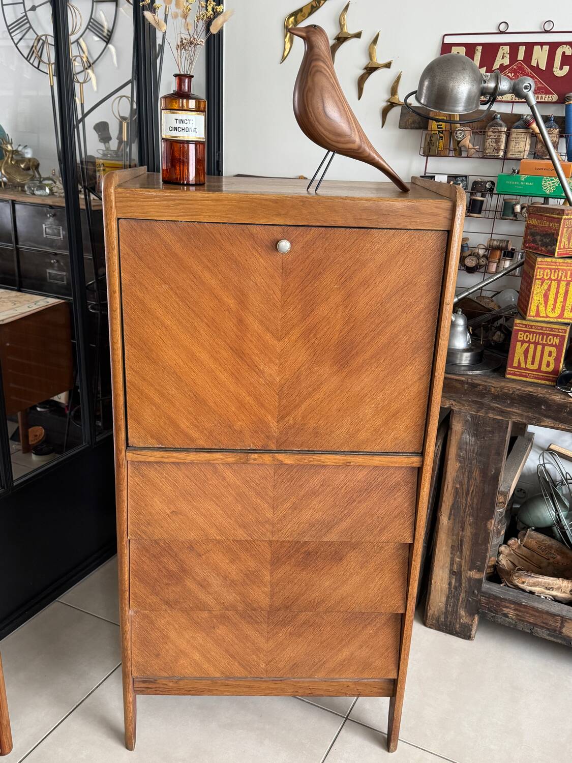 Vintage wooden secretary desk from the 50s
