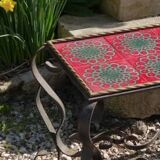 Art Deco coffee table in wrought iron and ceramic