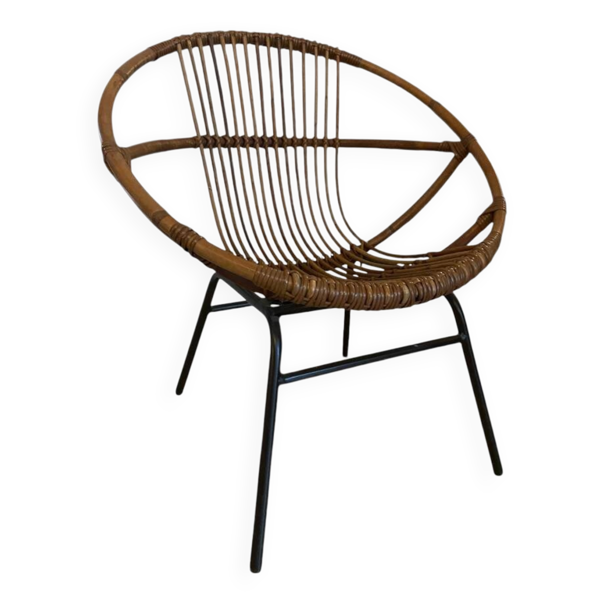 Rattan shell armchair