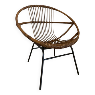 Rattan shell armchair