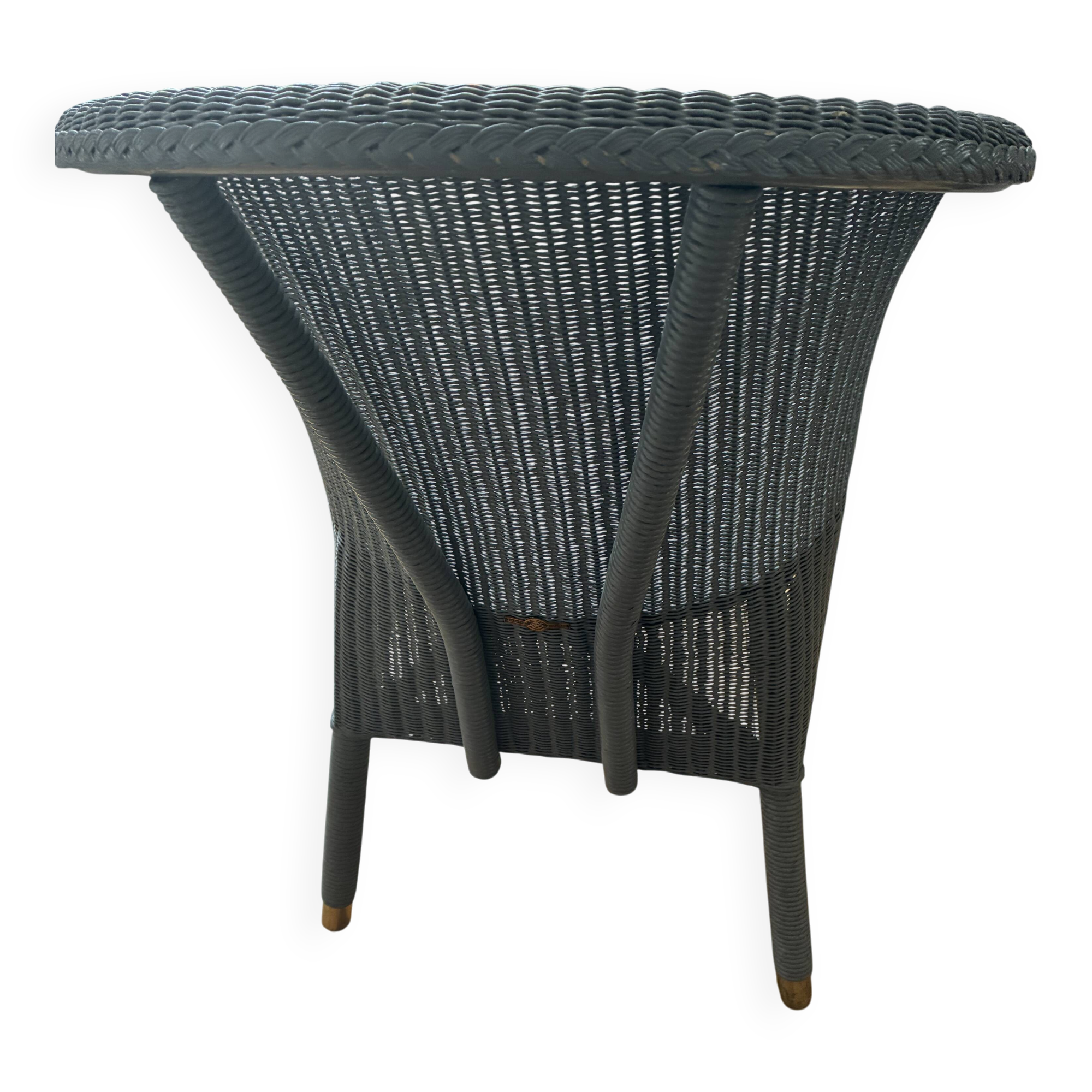 Blue grid rattan armchair