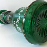 Unusual Large Vase/Candle Holder, Thick Glass, Fir Green, Decorative Carafe/Pitcher