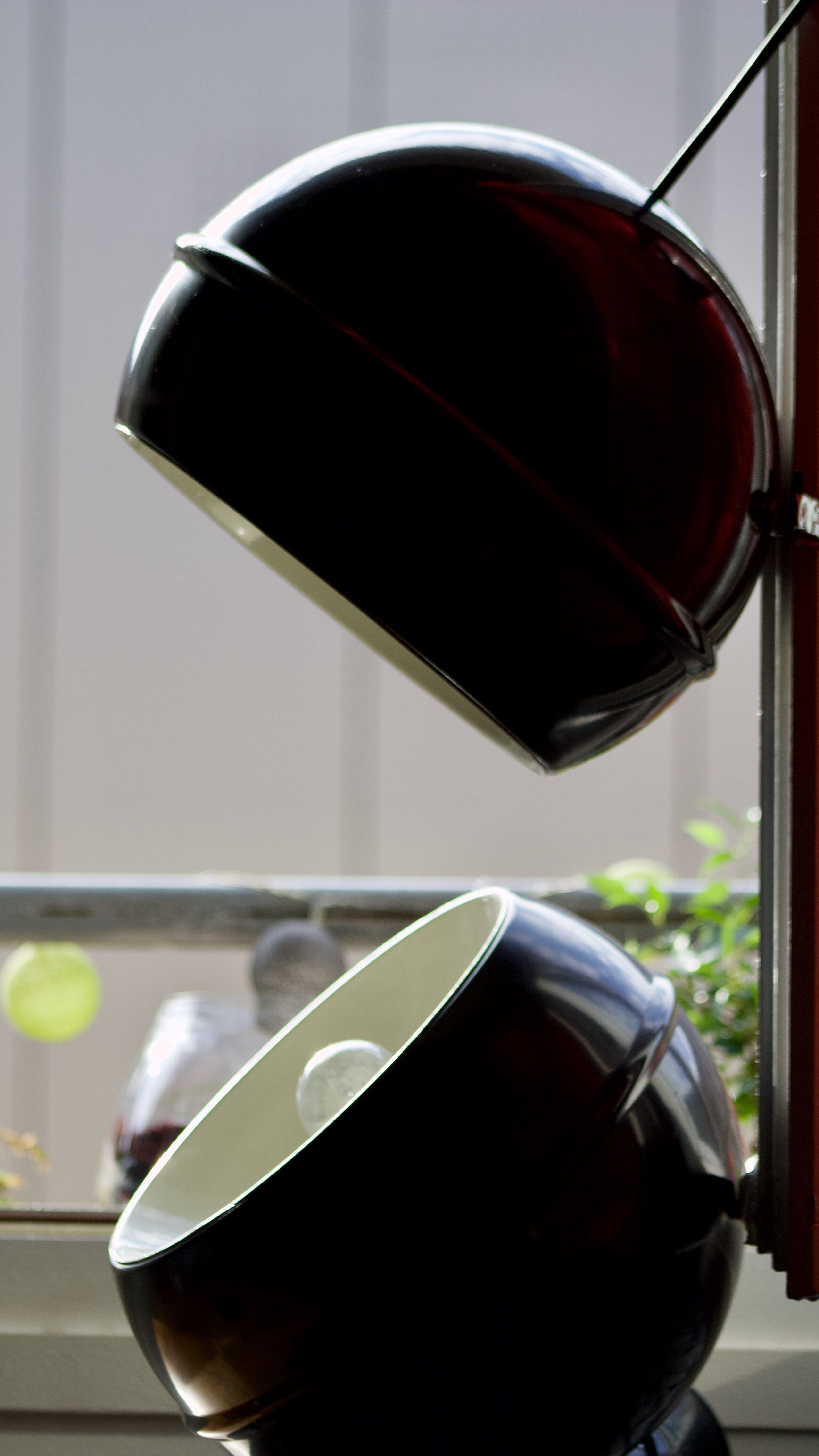 Art Deco Vintage brown and white enamelled suspension duo