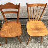 Set of 4 vintage beech bistro chairs – compass legs