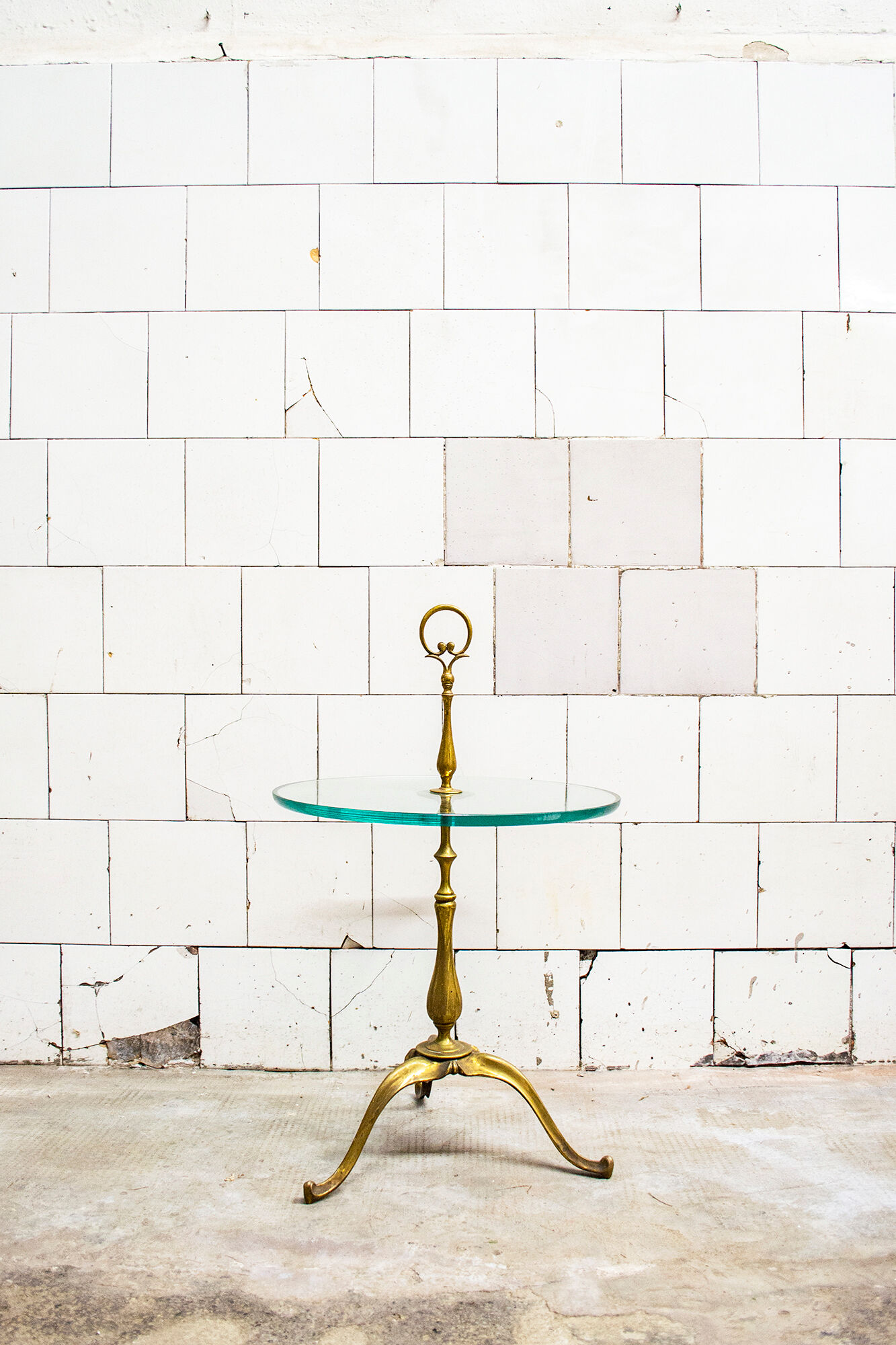 Coffee table in brass and glass, 50s ITalia