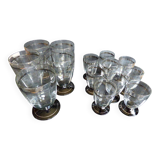 2 series of vintage glasses with black stems from the 1930s.