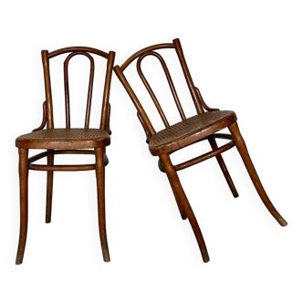 Pair of Thonet wood and cane chairs