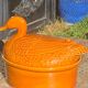 Duck, slip, glazed ceramic terrine, brown, vintage