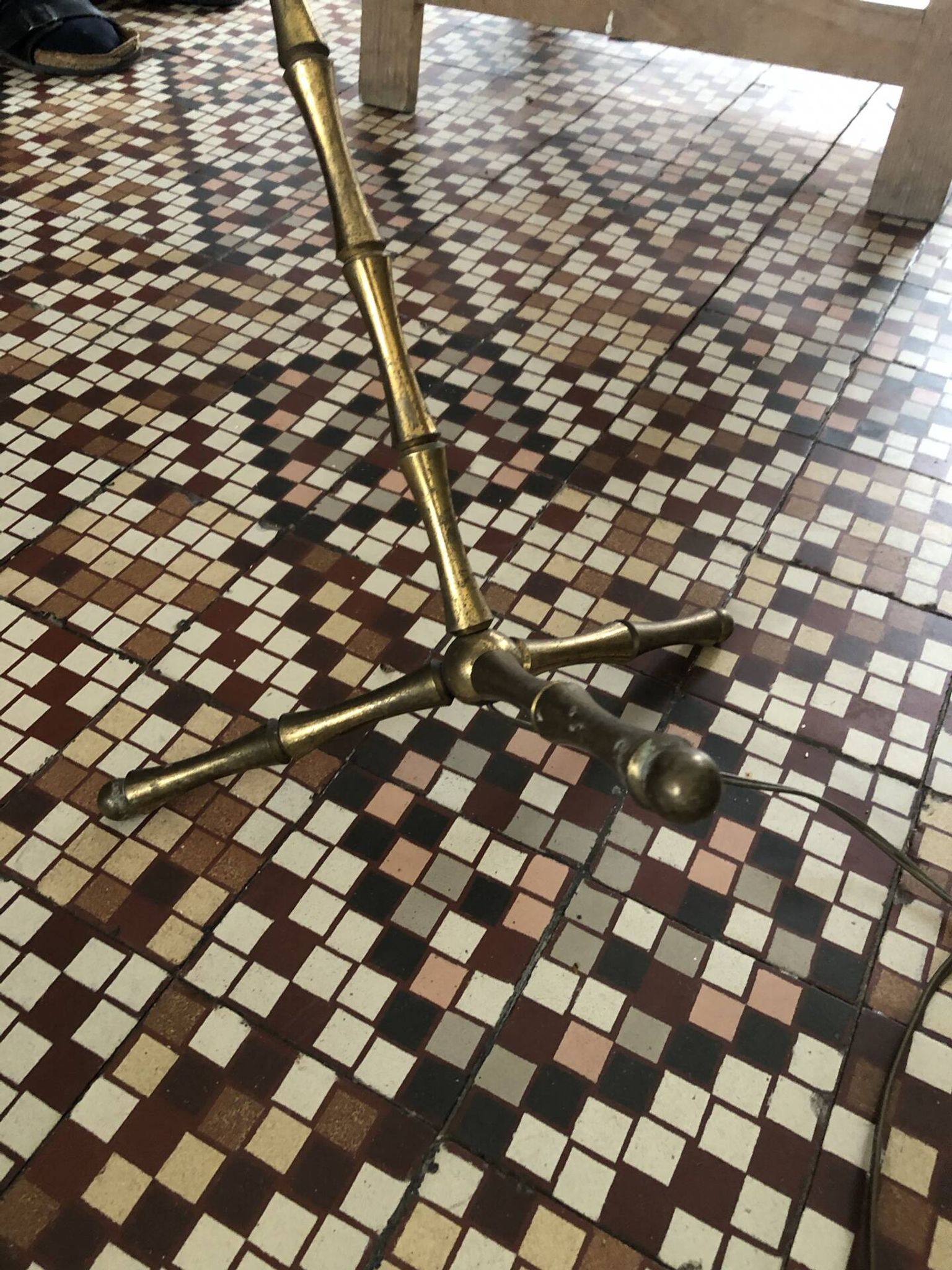 Vintage 1950s faux bamboo floor lamp