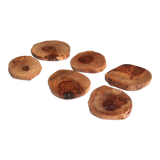 Six wooden coasters, 70s