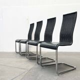 Grey German cantilever chairs B25 with leather cushions from Tecta, set of 4.