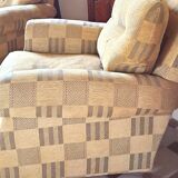 Pair of 1940s CLUB CHAIR style armchairs in velvet check fabric