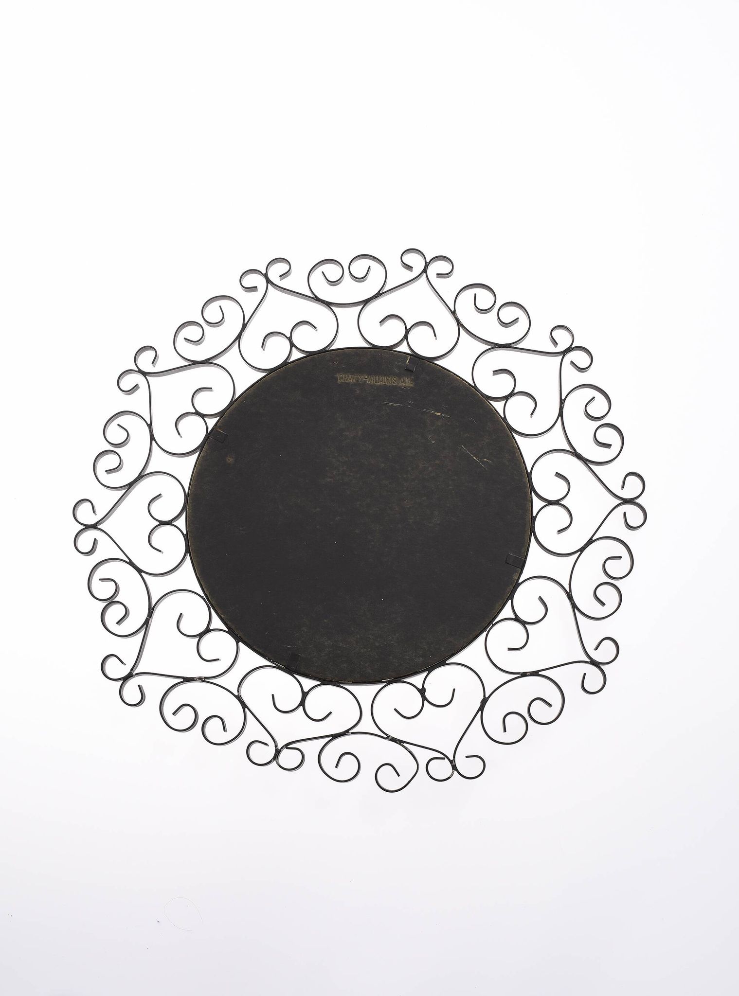 Chaty vallauris black mirror, wrought iron, 1950s