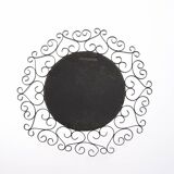 Chaty vallauris black mirror, wrought iron, 1950s