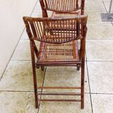 Pair of vintage bamboo folding chairs