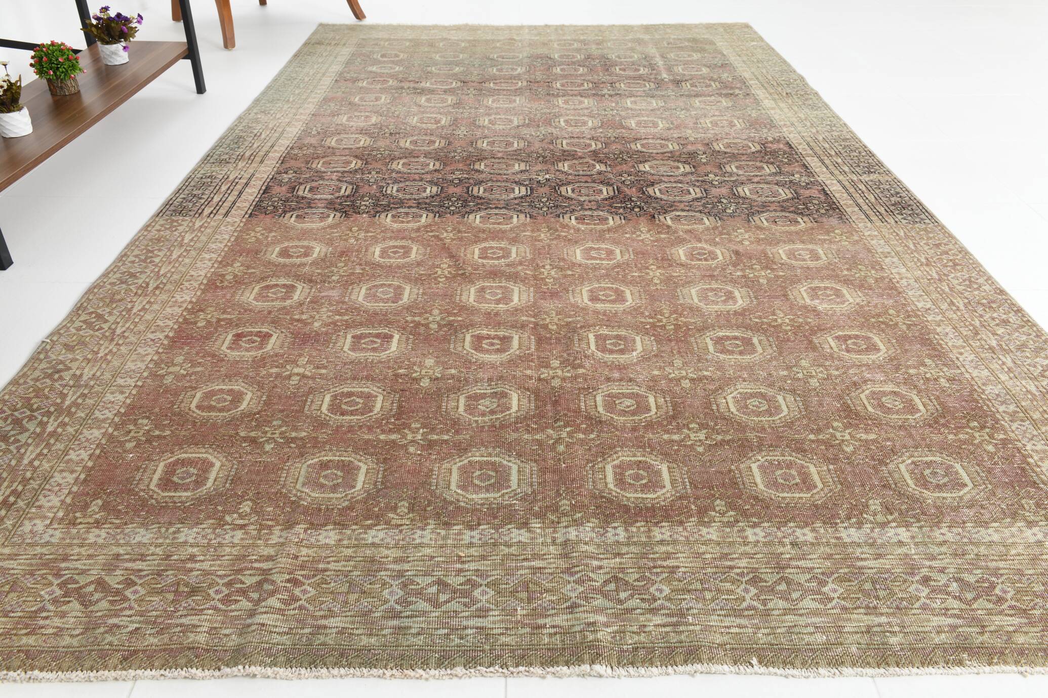 6x10 Sand Beige Hand Woven Persian Vintage Rug, 178x293 Cm