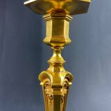 Grand pied de lampe en bronze doré de style Transition Louis XV Louis XVI