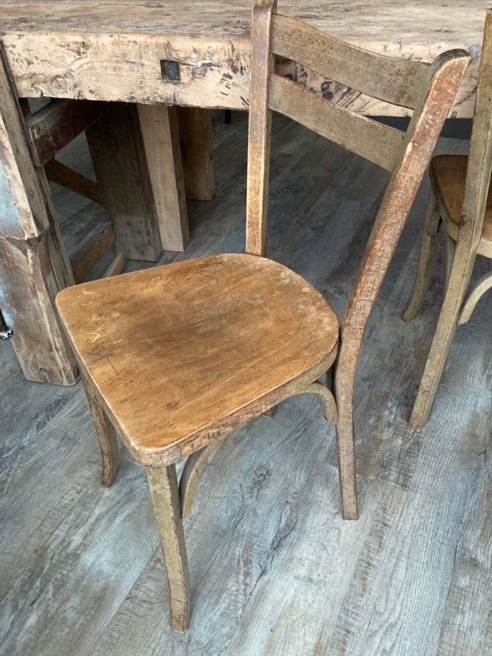 Set of 4 antique bistro chairs