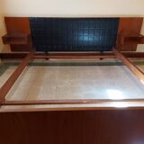 Scandinavian bed in rosewood with built-in bedside