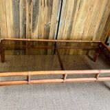 Large bamboo and smoked glass coffee table