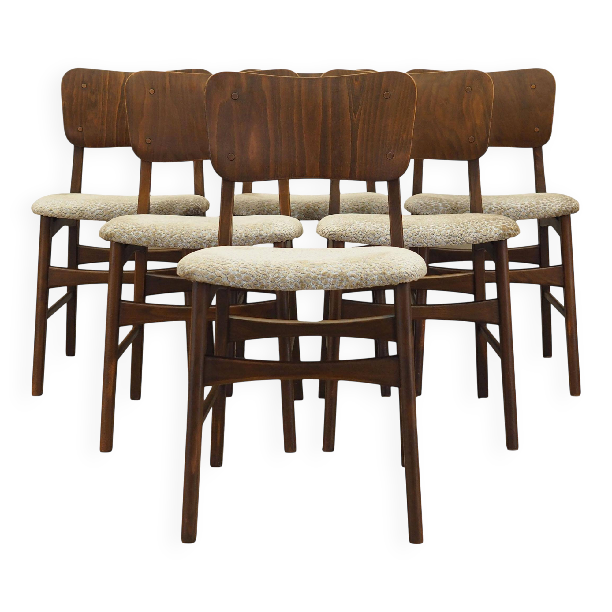 Ensemble de six chaises, design danois, années 1960, fabriquées au Danemark.