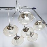 Lustre cascade à 6 gouttes d'eau en verre fumé léger 1960