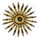Large French sunburst flower leafed light fixture in gilt metal, 1960s