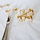 12 Vintage Cutlery Holders or Knife Holders in Gold Metal