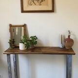Console in solid acacia and steel legs