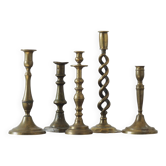 Vintage Brass Candlesticks, 1960s, Set of 5