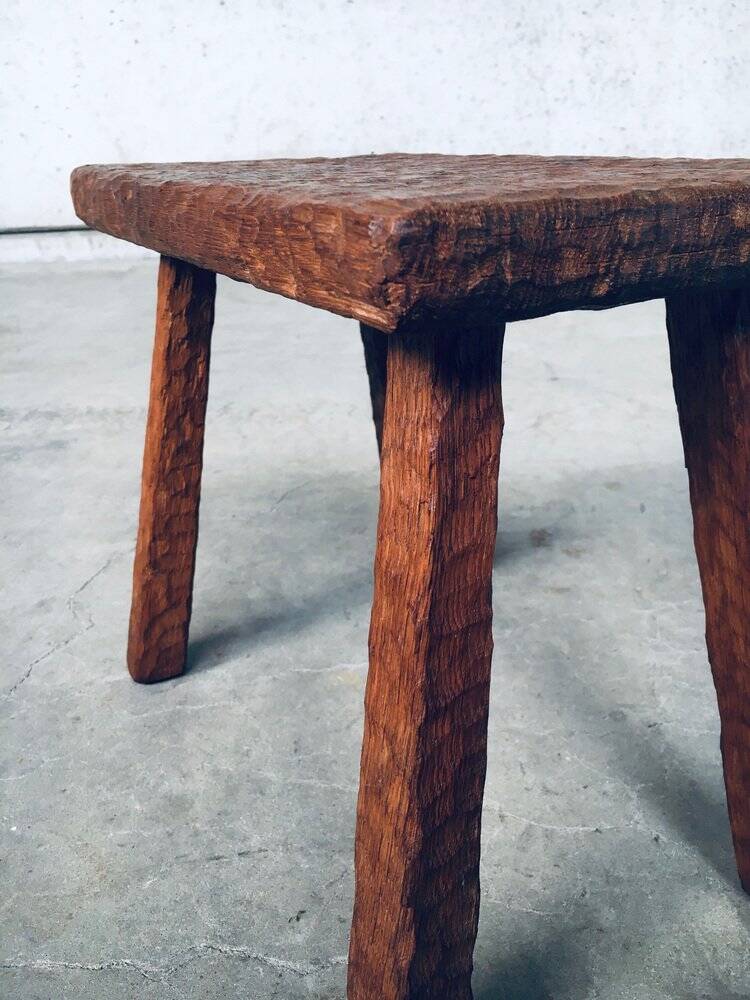 Carved Oak Side Table, 1940s