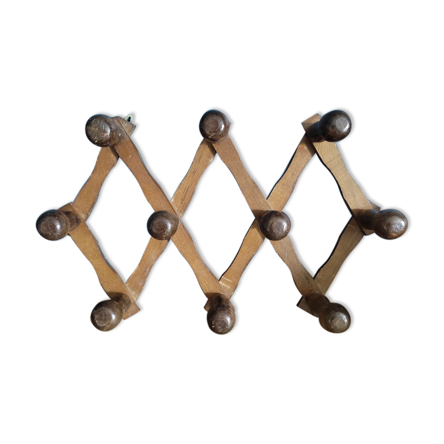 Porte manteaux bois extensible 10 patères  ancien vintage déco rétro