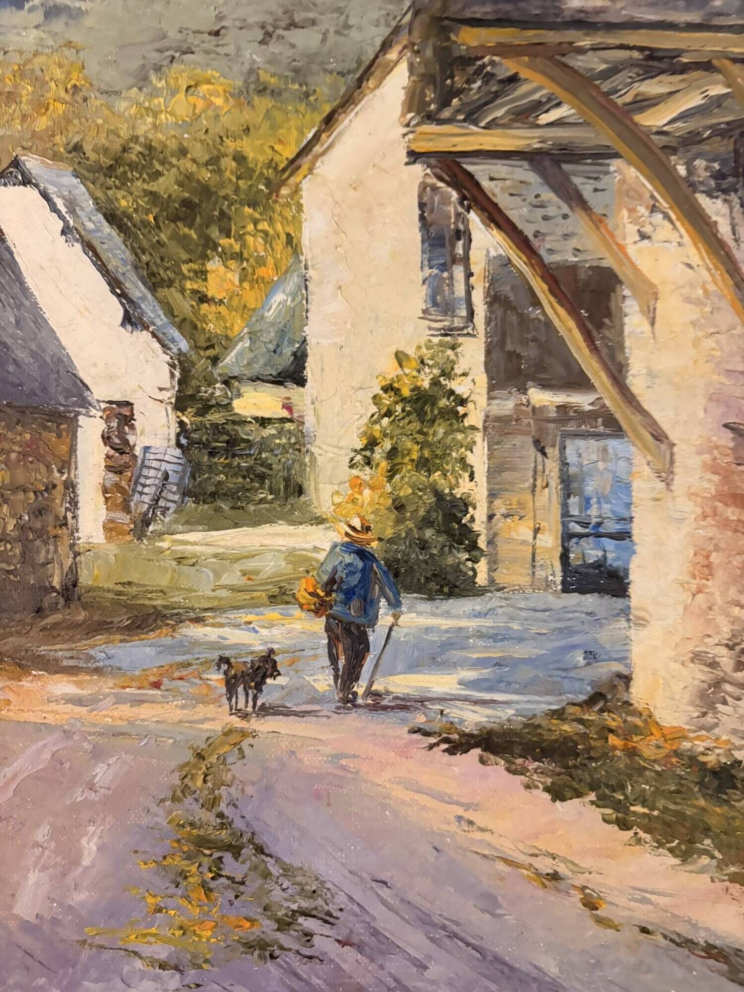 Oil Painting by Yann Le Francois Landscape Cantal Farm Aveyron Signed