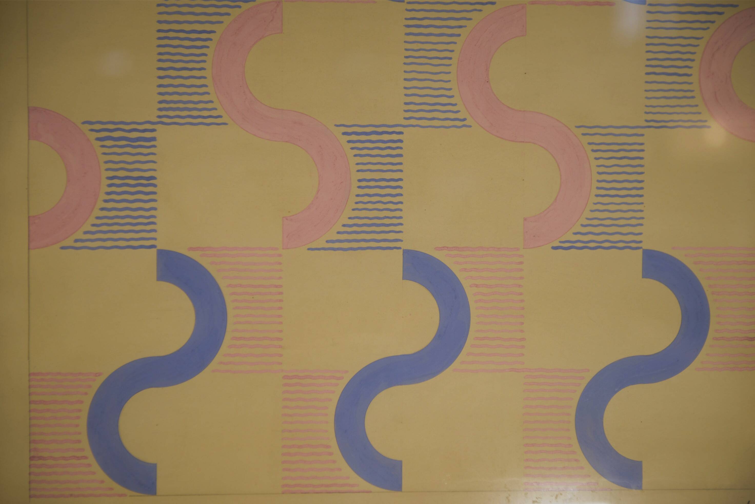 Gouache on paper original unique modernist work by Jean Boris Lacroix 1940s