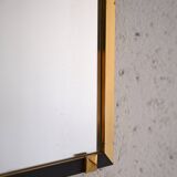 Vintage rectangular mirror with gold and black metal frame