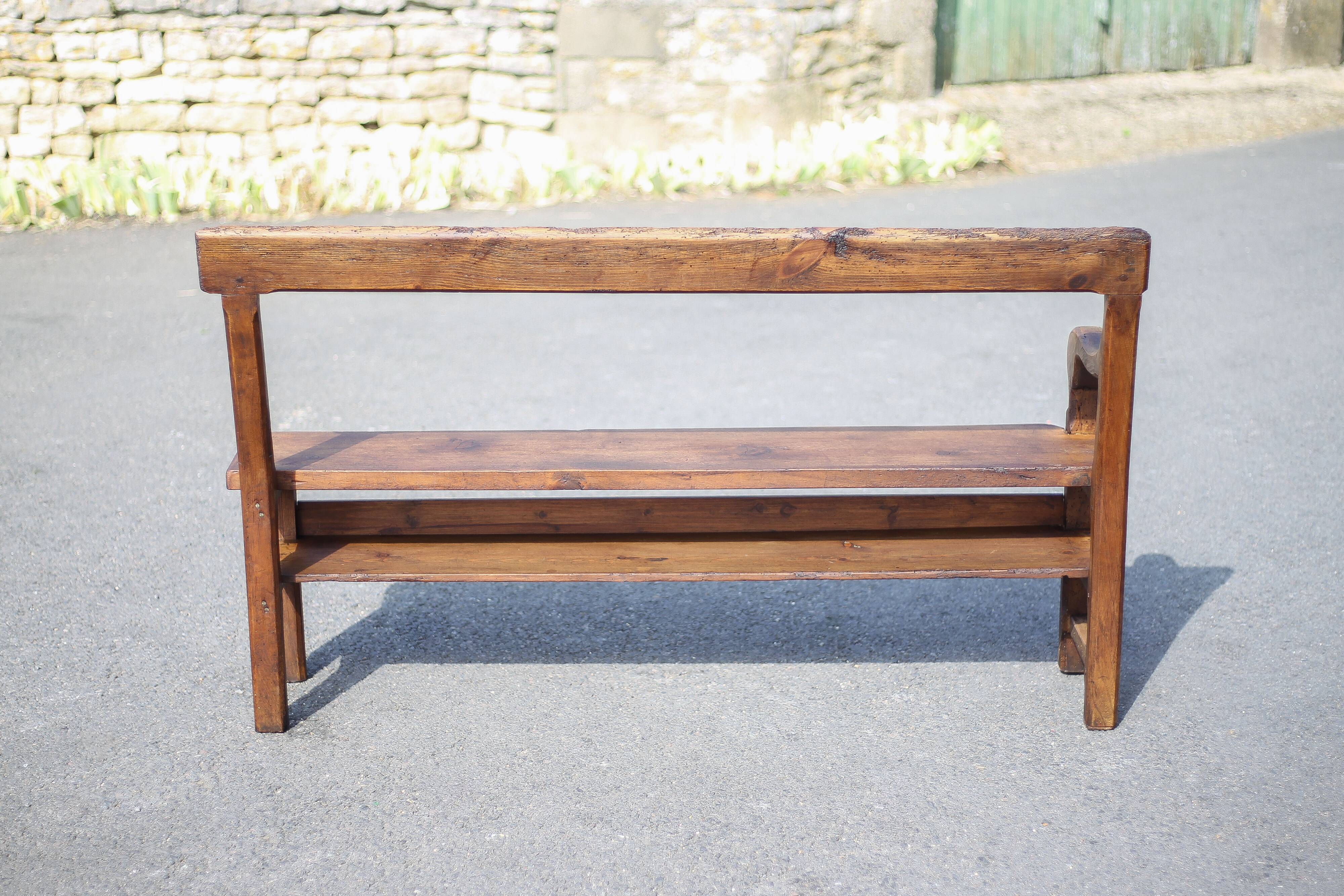 vintage wooden church bench, old wooden bench, bench, entrance hall, interior decoration