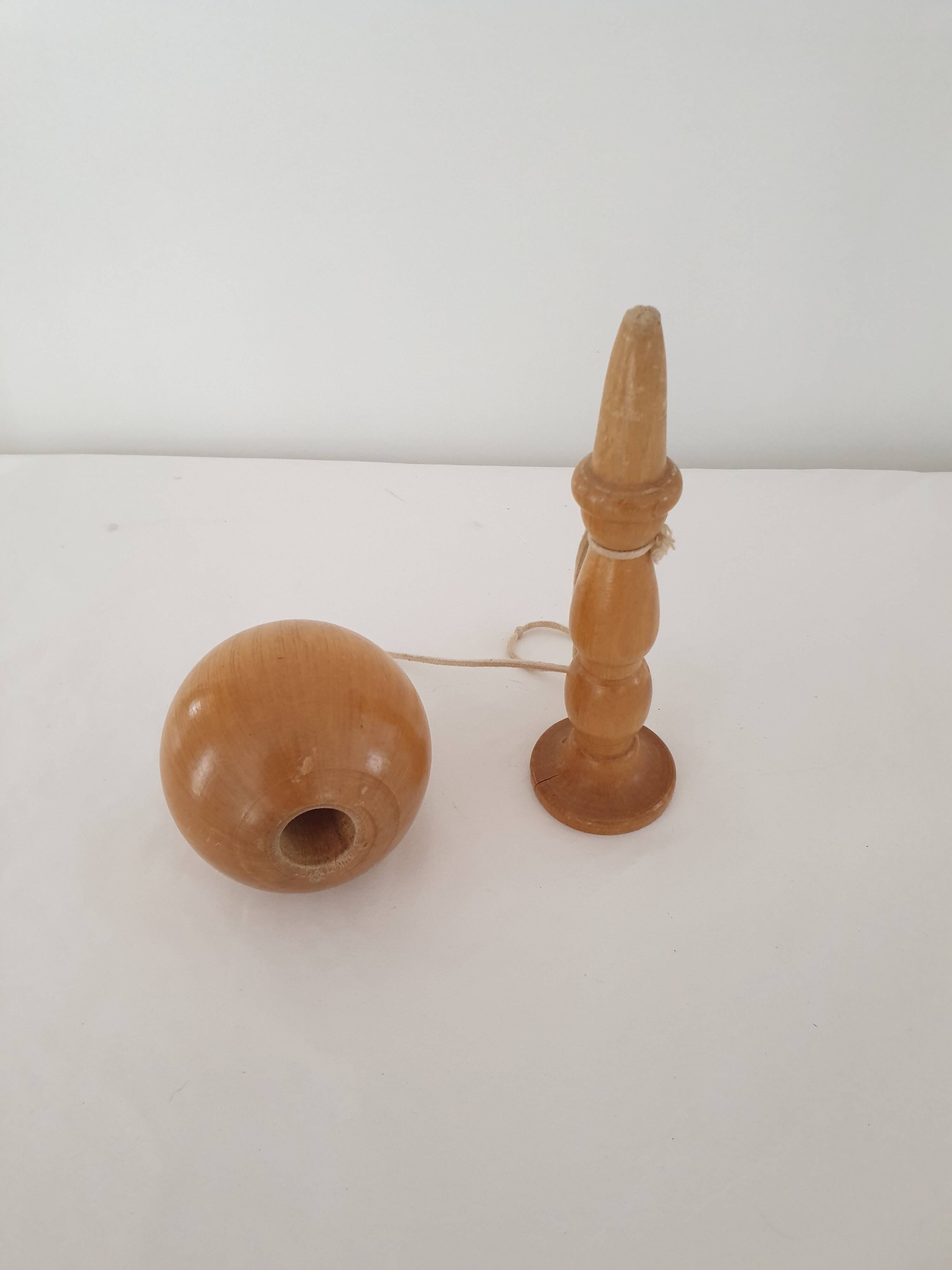 Old wooden Bilboquet Height 23 Cm