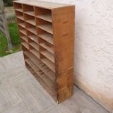 Sorting wood locker cabinet with Vintage labels