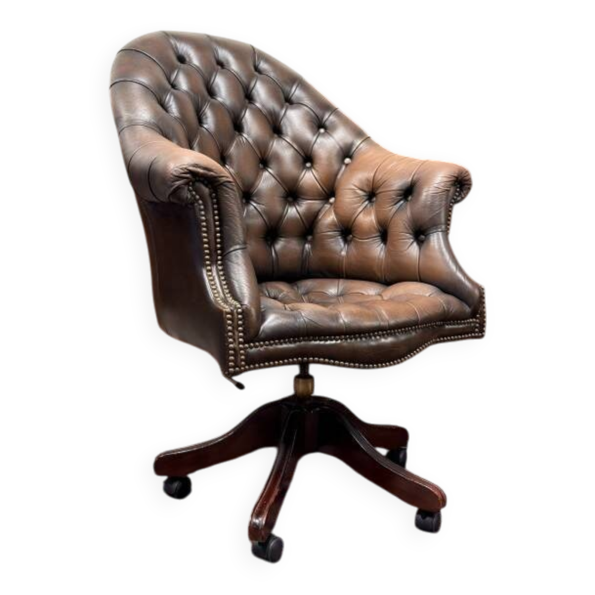 Chaise de bureau Chesterfield anglaise classique marron