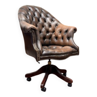 Classic English Chesterfield Desk Chair Brown