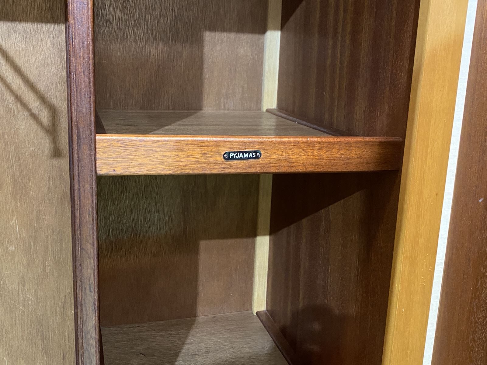 English 1960s student cabinet in elm magnifying glass