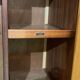 English 1960s student cabinet in elm magnifying glass