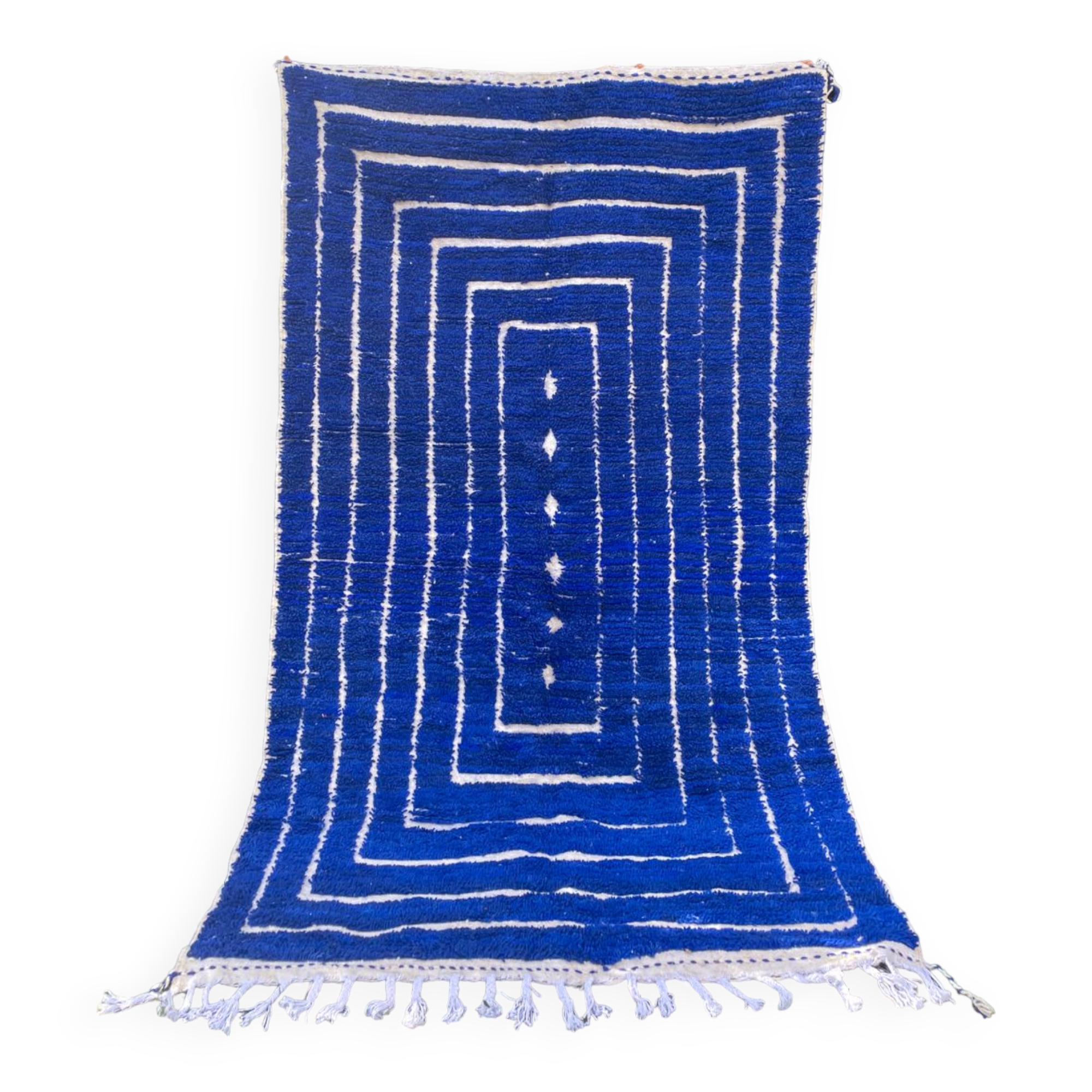 Klein blue and white Moroccan Berber rug